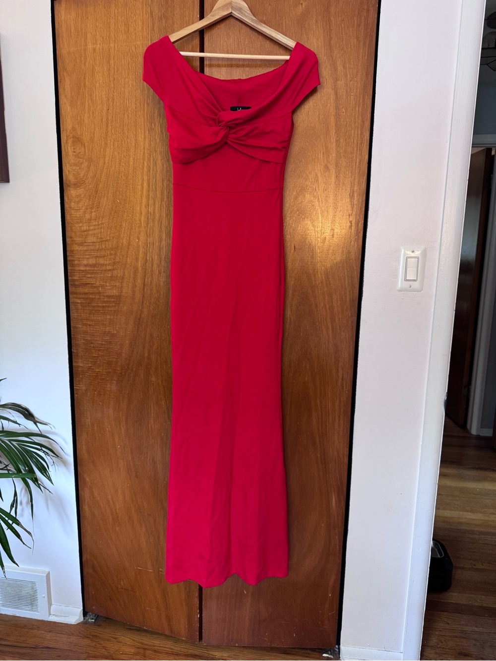 Lulu's Red Off-Shoulder Twist Bodice Formal Red Dress